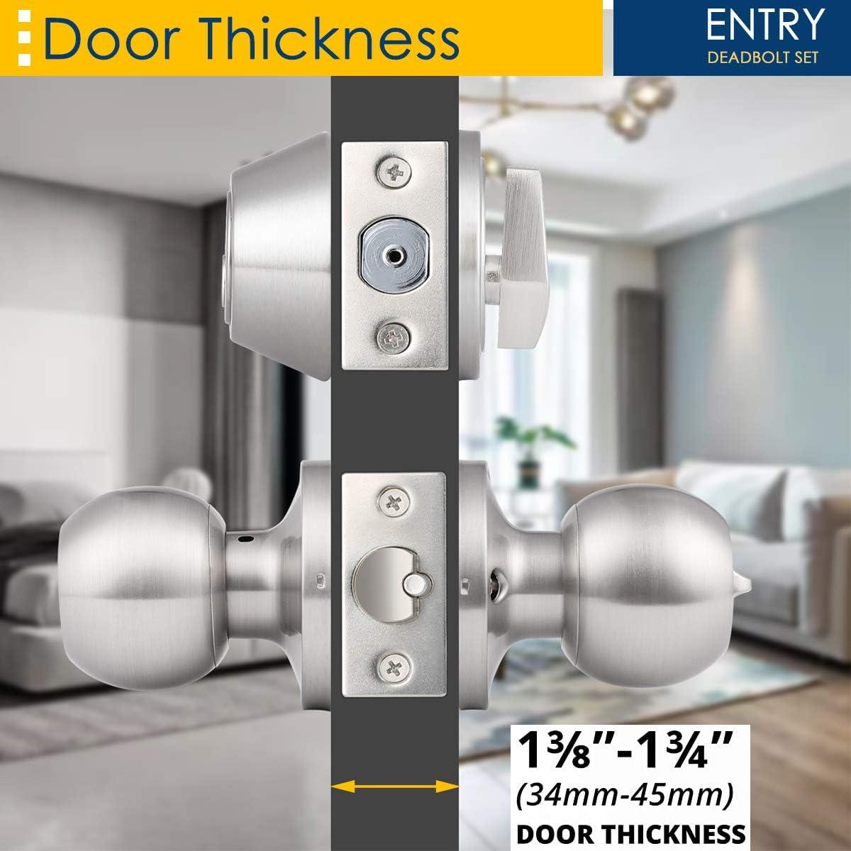 Satin Nickel Keyed Alike Entry Door Knobs and Deadbolts Set