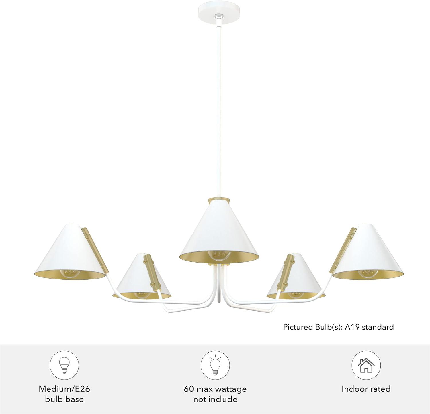 Grove Isle Geometric 5-Light Chandelier in Matte White