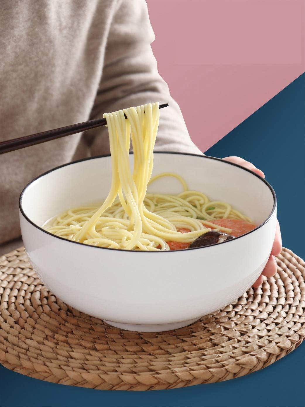 40 OZ Large Soup Bowls Set of 4, Fine Porcelain, White Ceramic Bowls for Ramen, Cereal, Pasta, Salad, and Fruit-Dishwasher & Microwave Safe