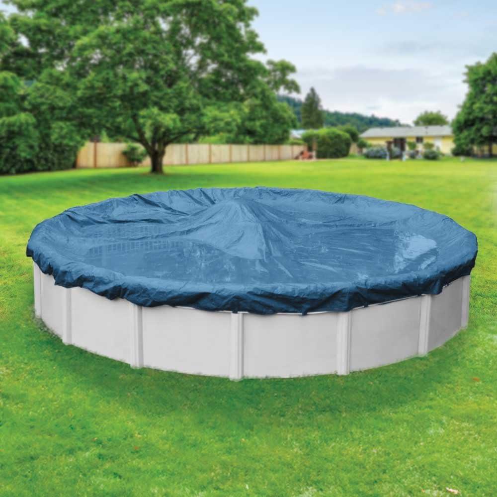 Pool Mate 10 Year Heavy-Duty Royal Blue Round Winter Pool Cover, 21 ft. Pool