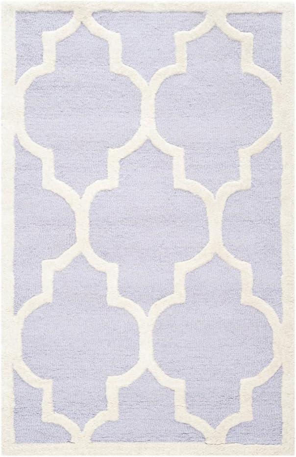 Lavender and Ivory Hand-Tufted Wool 8' x 10' Area Rug