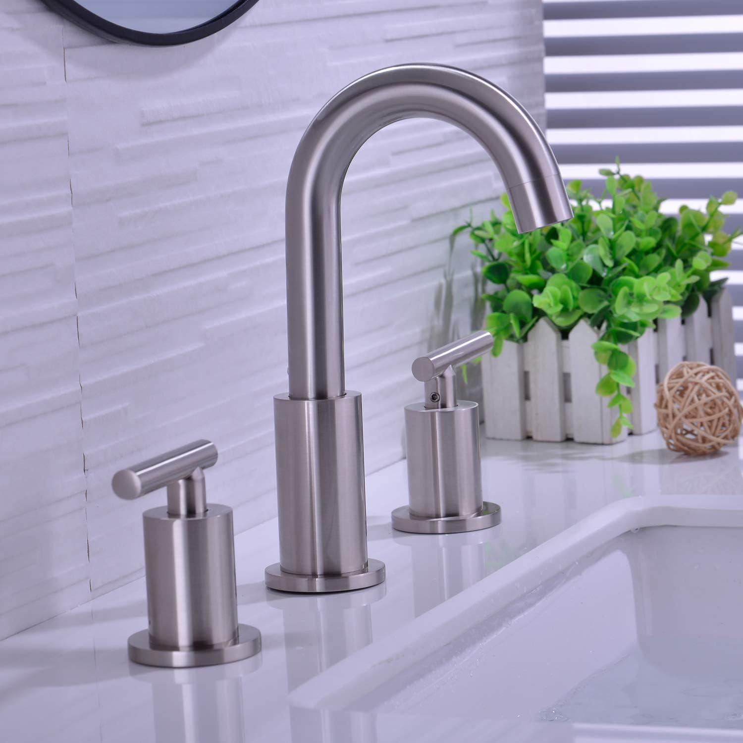 Brushed Nickel 8-Inch Widespread Double Handle Bathroom Faucet