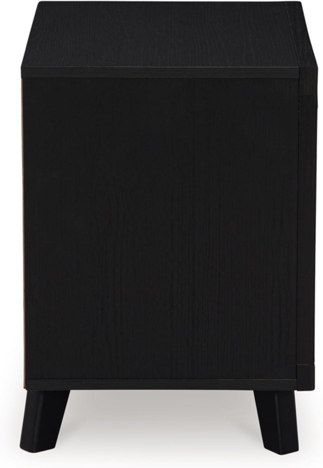 Signature Design by Ashley Danziar Modern 2 Drawers Nightstand with USB & Qi Charging Options, Black