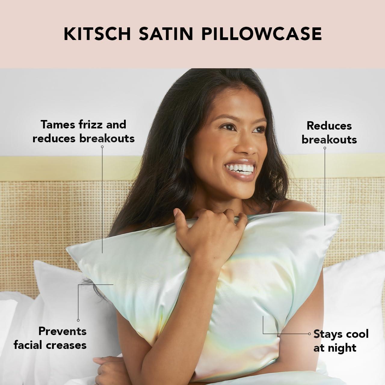 Kitsch Satin Pillowcase with Zipper for Hair & Skin, Softer Than Silk Pillow Cases Queen, Wrinkle-Free, Smooth and Cooling Satin Pillow Covers, Standard Size 19"x26" - Aura