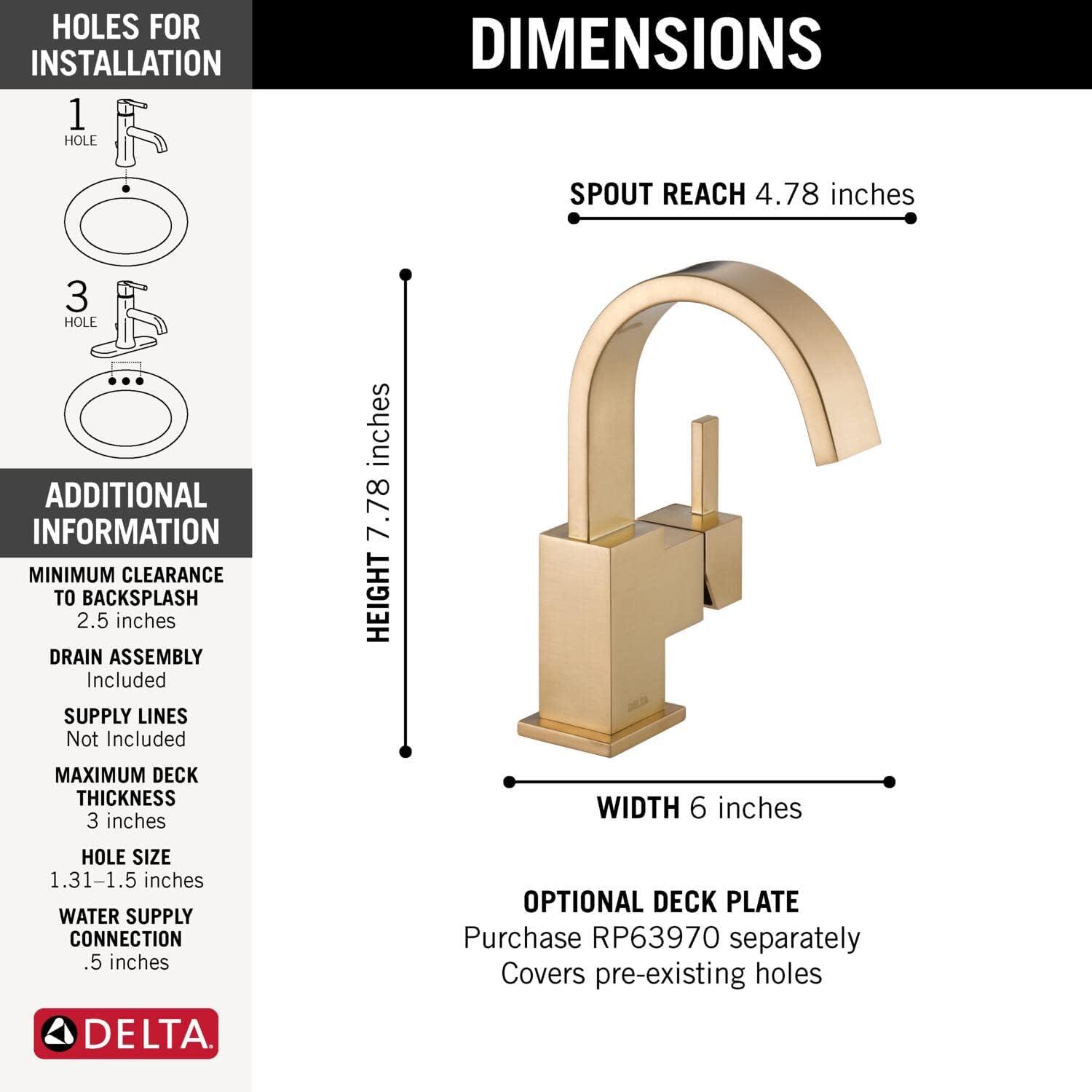 Vero Single Hole Bathroom Faucet with Drain Assembly, Single Handle Bathroom Sink Faucet