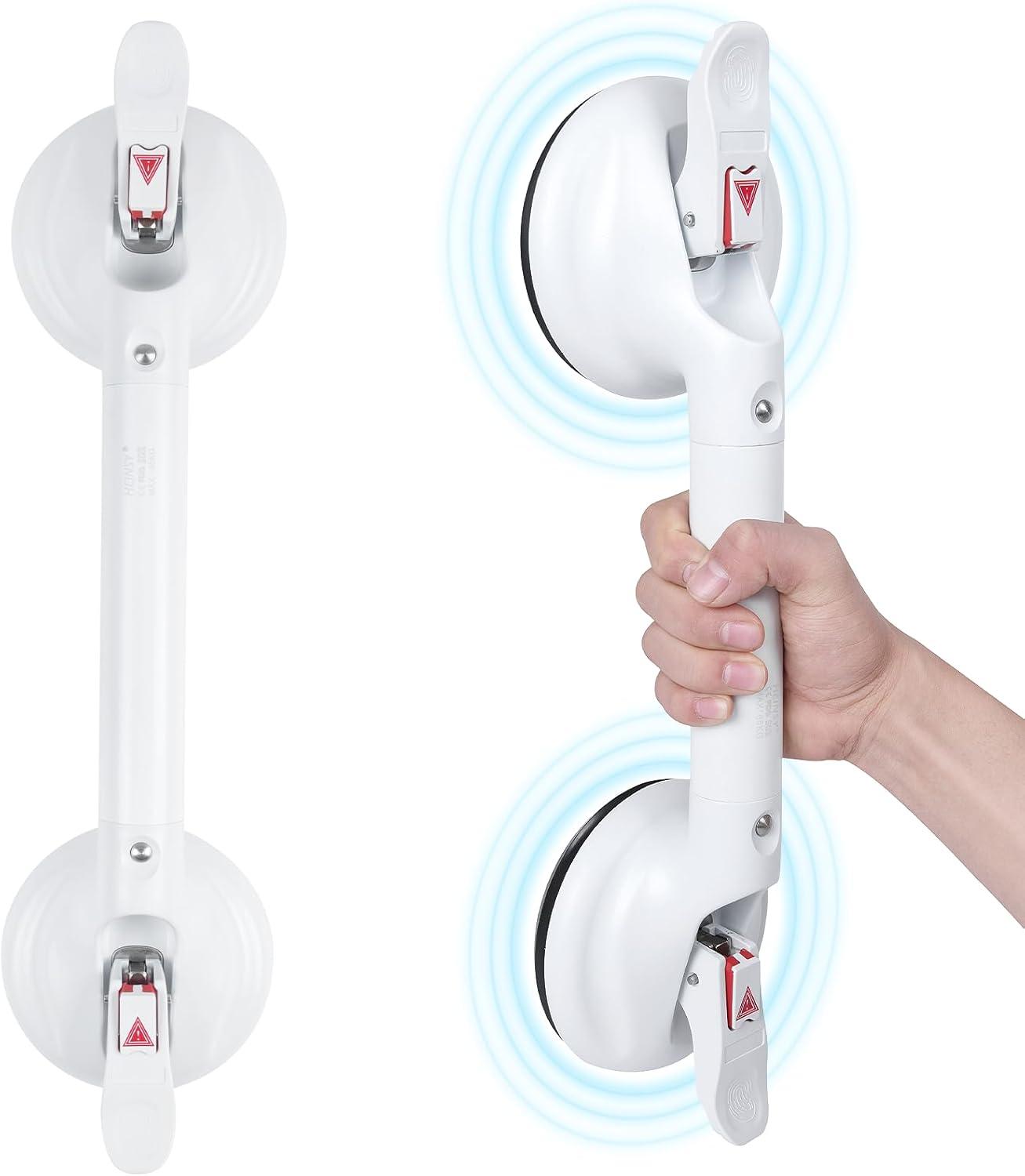 19inch Upgrade Suction Shower Grab Bar, Portable Shower Handle Bar Suction Grip Bar Bathtub Handle with Strong Hold Suction Cup Fitting and Rapid Release for Bathroom(Max Capacity :300lb