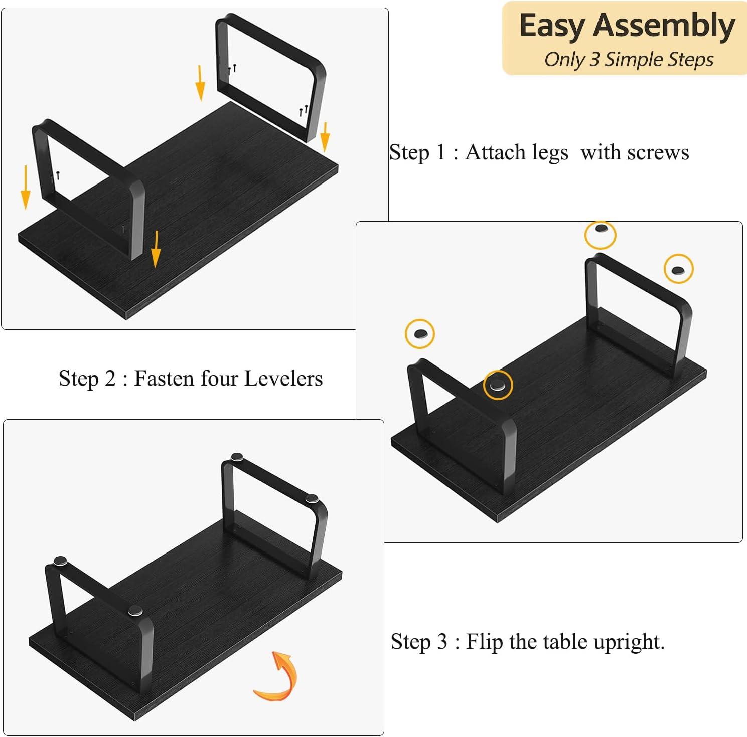 Latitude Run® Black Coffee Table, Industrial Wood And Metal Legs Center Table, Black Oak, 47 Inch