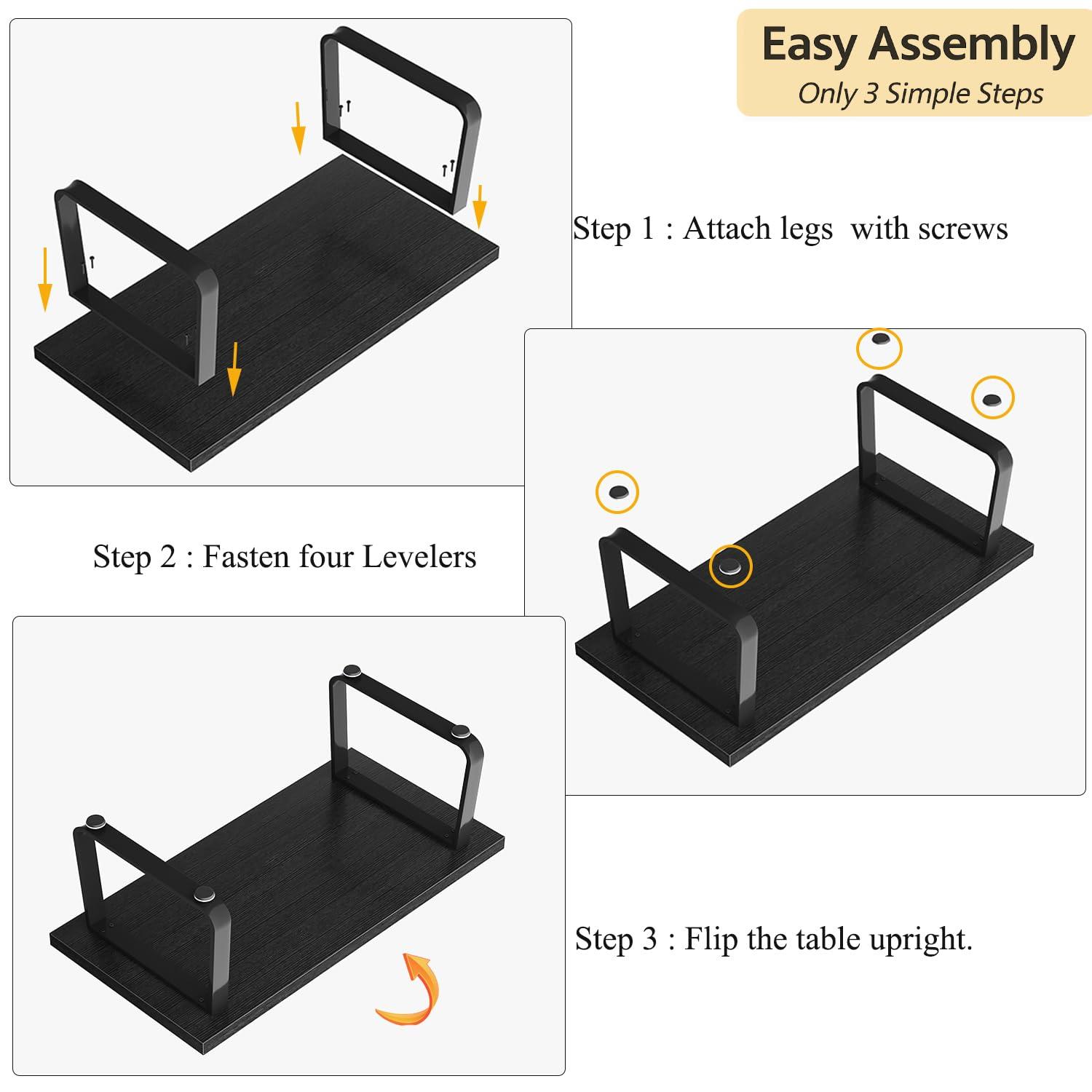 Latitude Run® Black Coffee Table, Industrial Wood And Metal Legs Center Table, Black Oak, 47 Inch