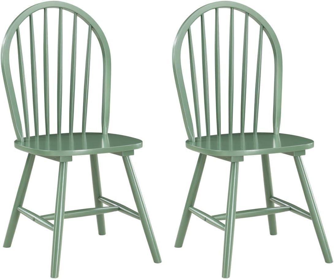 Boraam Carolina Rubberwood Equestrian Green Dining Room Chairs – Set of 2
