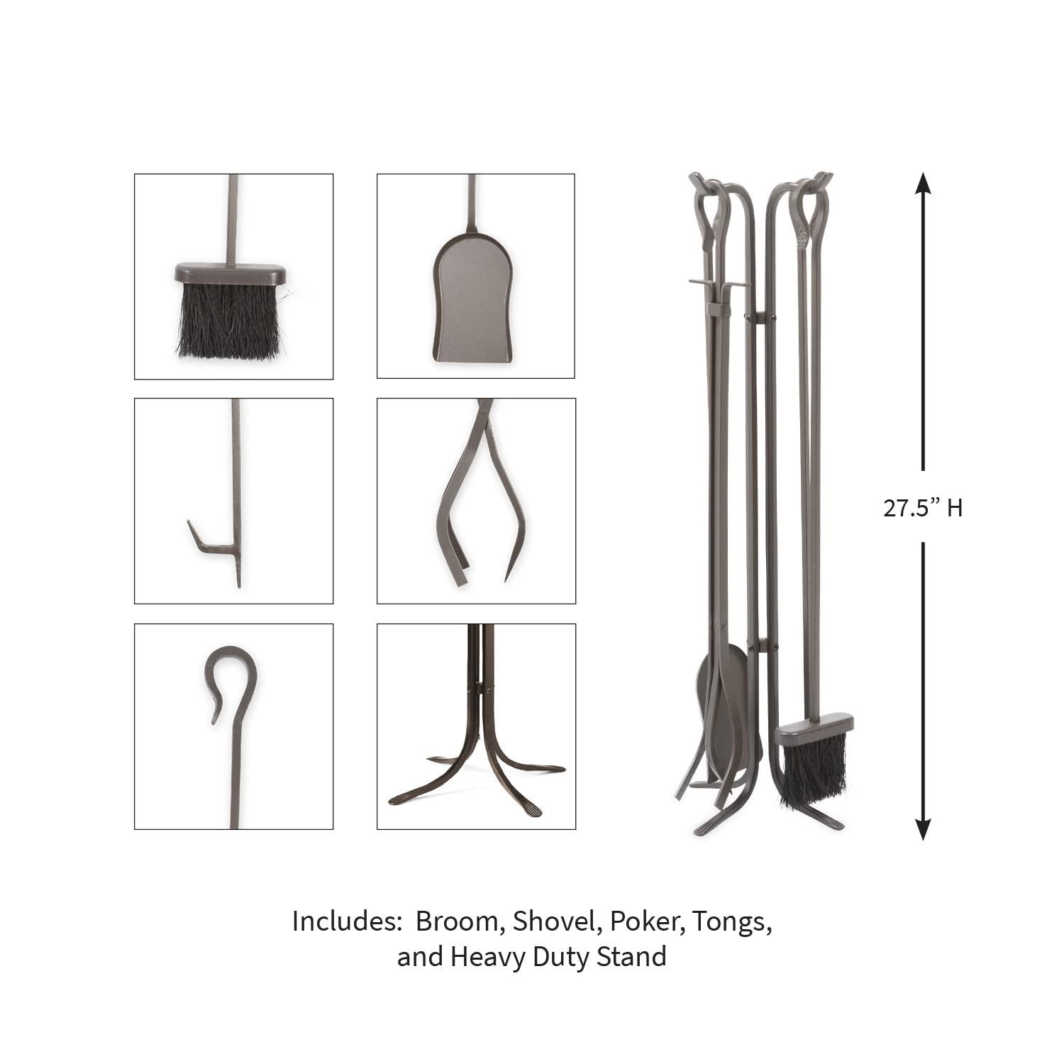 Plow & Hearth 5 Piece Fireplace Tool Set