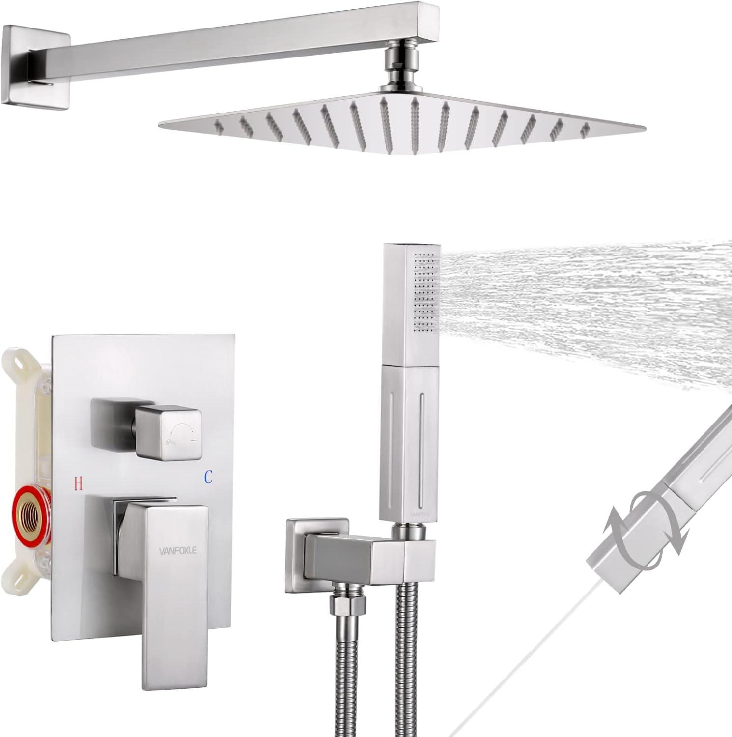 10-Inch Brushed Nickel Wall-Mounted Rain Shower System