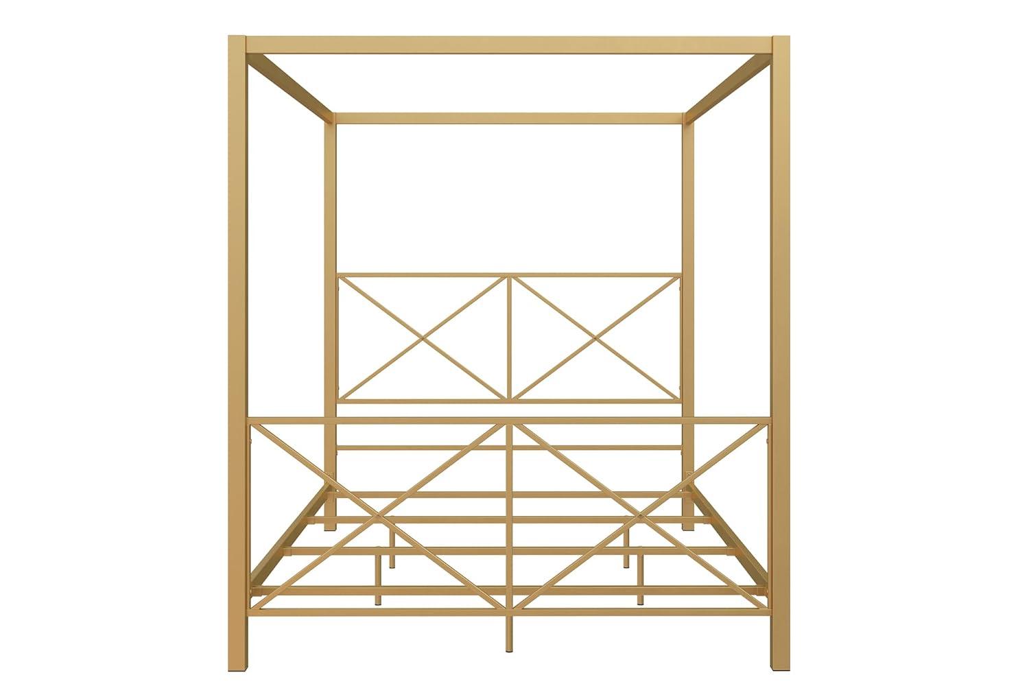 DHP Rosedale Metal Canopy Bed, Queen, Gold