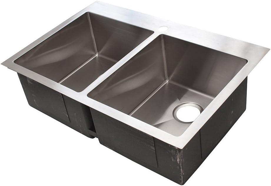 Fhp HF3322-2 Double Bowl Stainless Steel Vector Satin Finish Sink