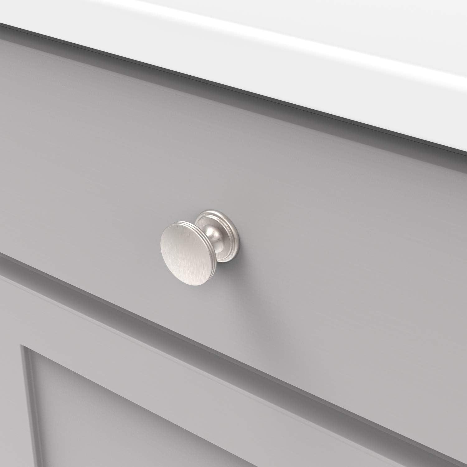 Modern Stainless Steel Round Cabinet Knob with Mounting Hardware