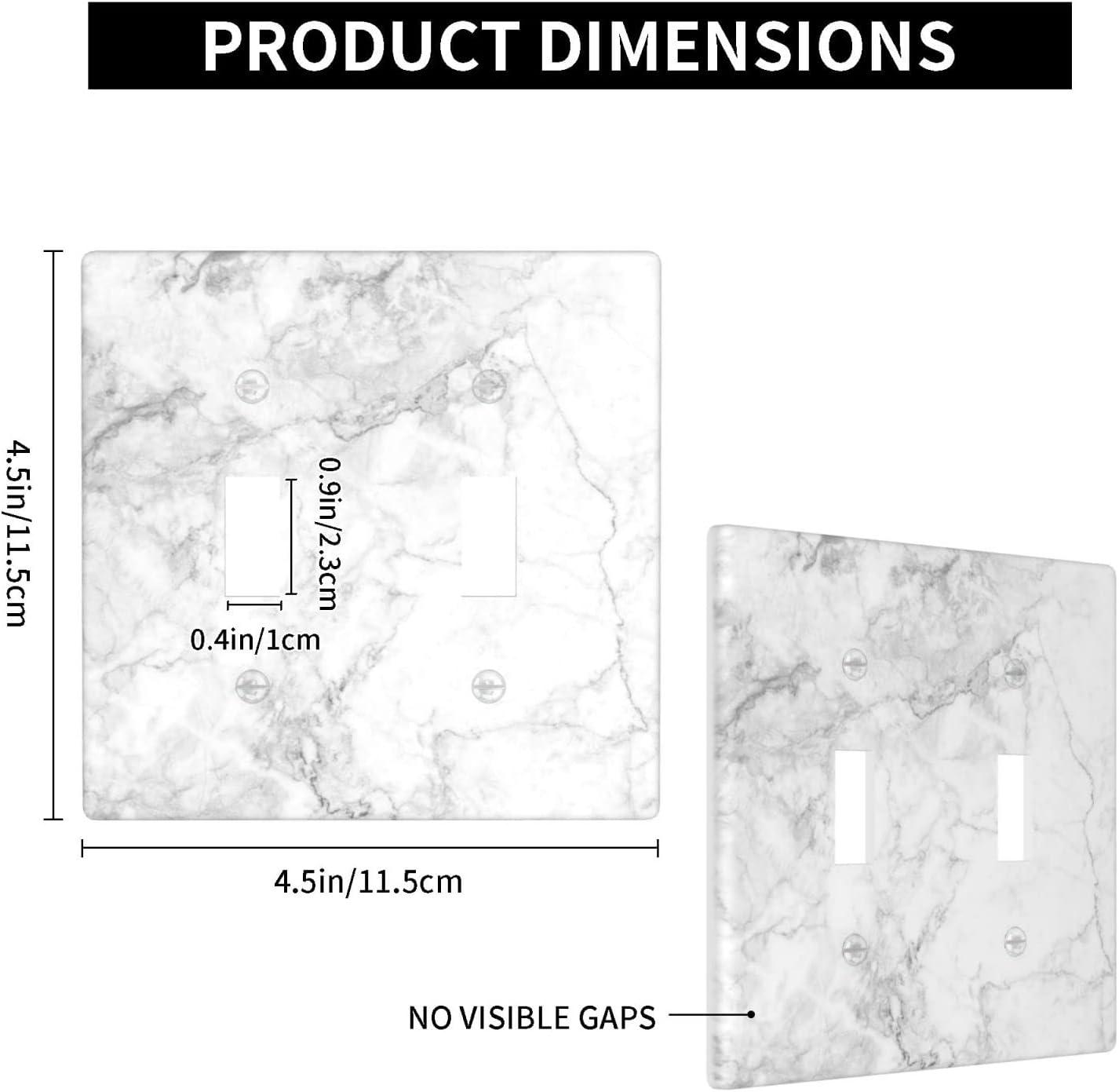 Graphics Wallplates - White Grey Marble Background Print - Double Toggle Wall Plate Cover