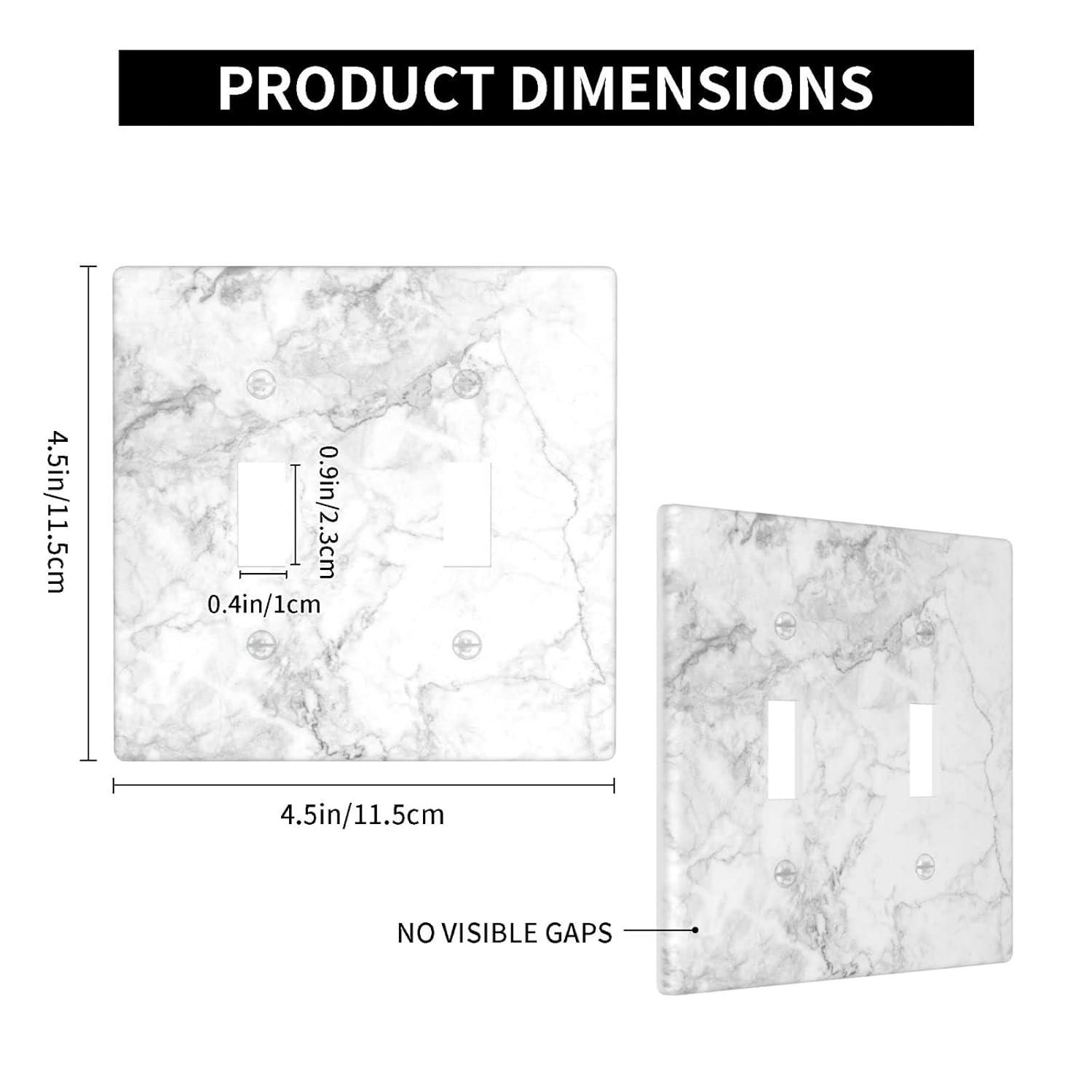 Graphics Wallplates - White Grey Marble Background Print - Double Toggle Wall Plate Cover