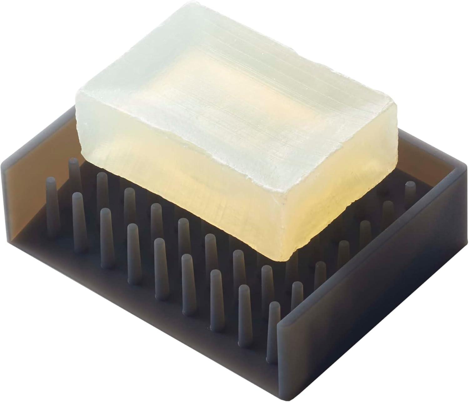 Black Silicone Self-Draining Soap Tray with Spikes