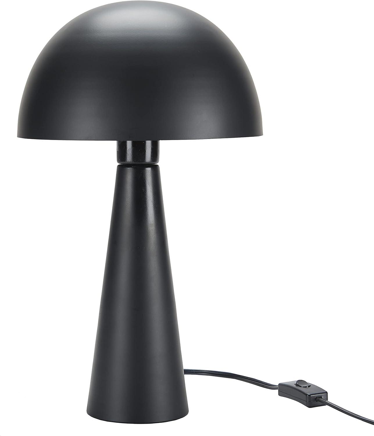 16" Modern Iron Mushroom Black Table Lamp - Nourison