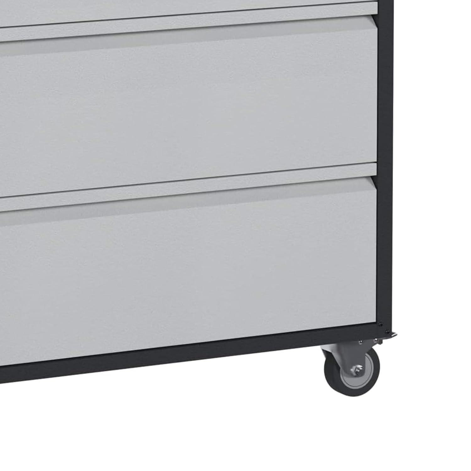 AOBABO Steel Wheeled Lockable Tool Box Supply Cabinet Organizer with Adjustable Storage Shelves for Homes, Offices, and Garages, Black