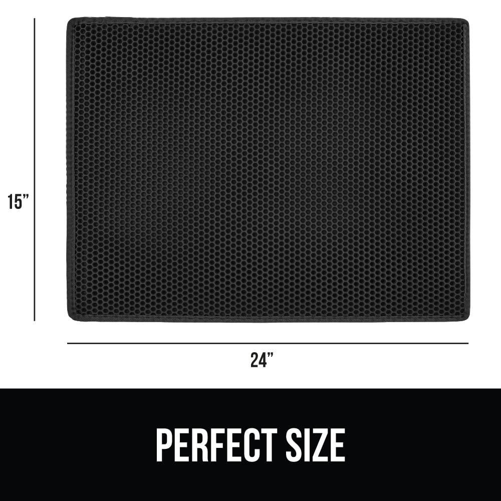 GORILLA GRIP Waterproof Cat Litter Mat, Easy to Clean Honeycomb Waste Trapping Mats, 24x15 Black