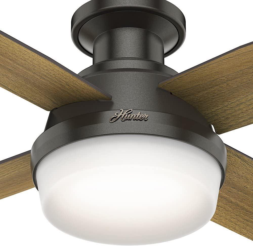 44" Dempsey Low Profile 4 - Blade LED Flush Mount Ceiling Fan with Remote Control and Light Kit