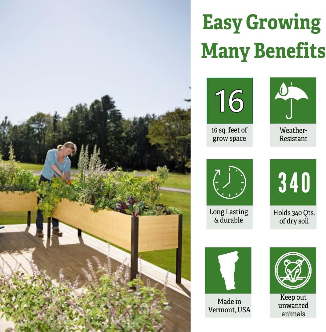 Gardener's Supply Company Elevated Cedar Raised Garden Bed | 2' x 8' Heavy Duty Standing Planter Box with Aluminum Corners for Outdoor Plants Vegetables Flowers | Perfect for Patio & Backyard