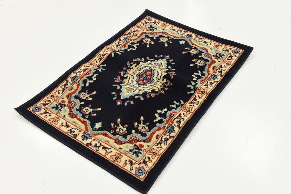Unique Loom Reza Collection Area Rug - Washington (2' x 3' 1" Rectangle Navy Blue/Cream)