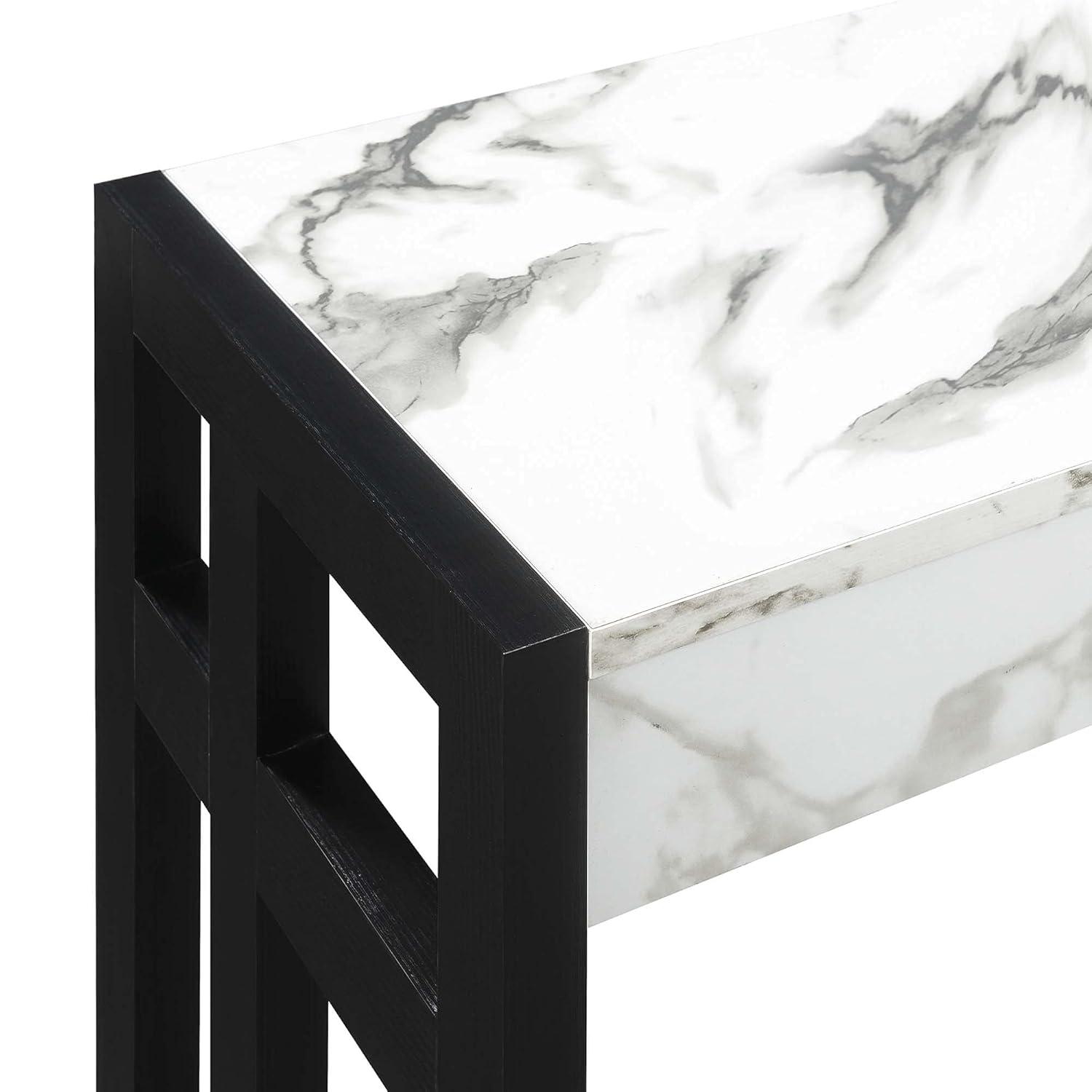 Monterey Console Table, White Faux Marble/Black