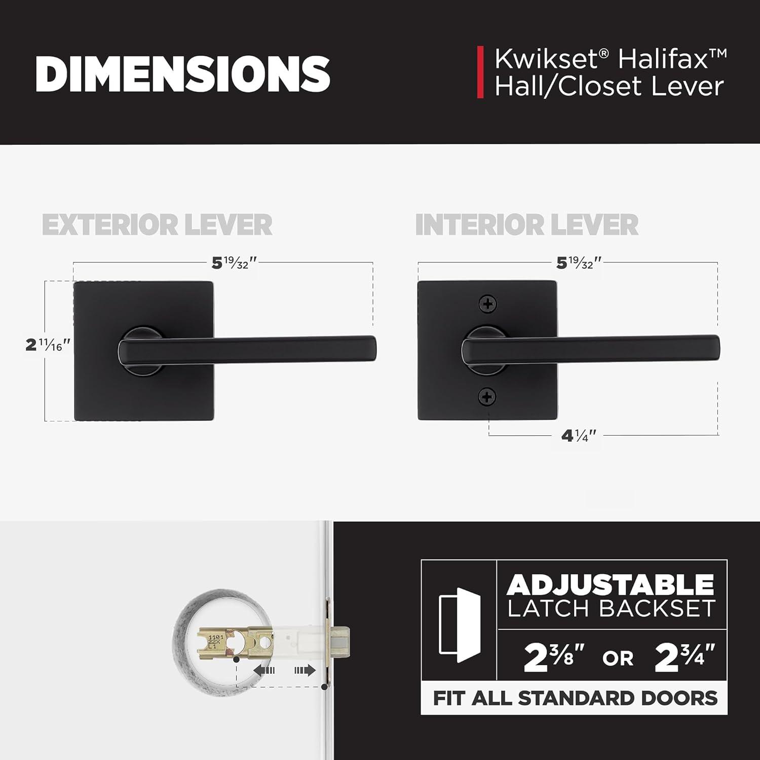 Kwikset Halifax 2 Piece Square Passage Lever Set