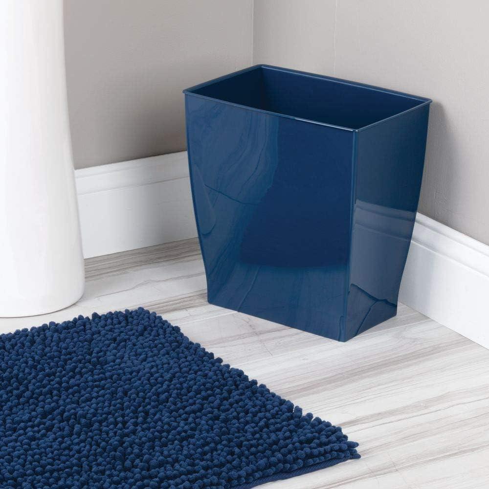 Navy Rectangular Plastic Bathroom Trash Can, 11L