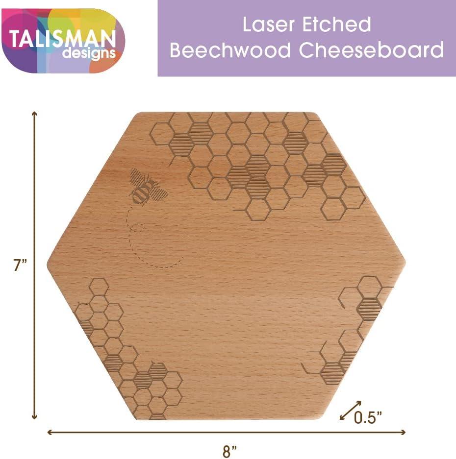 Talisman Designs Beechwood Cheese Board, Honey Bee Collection