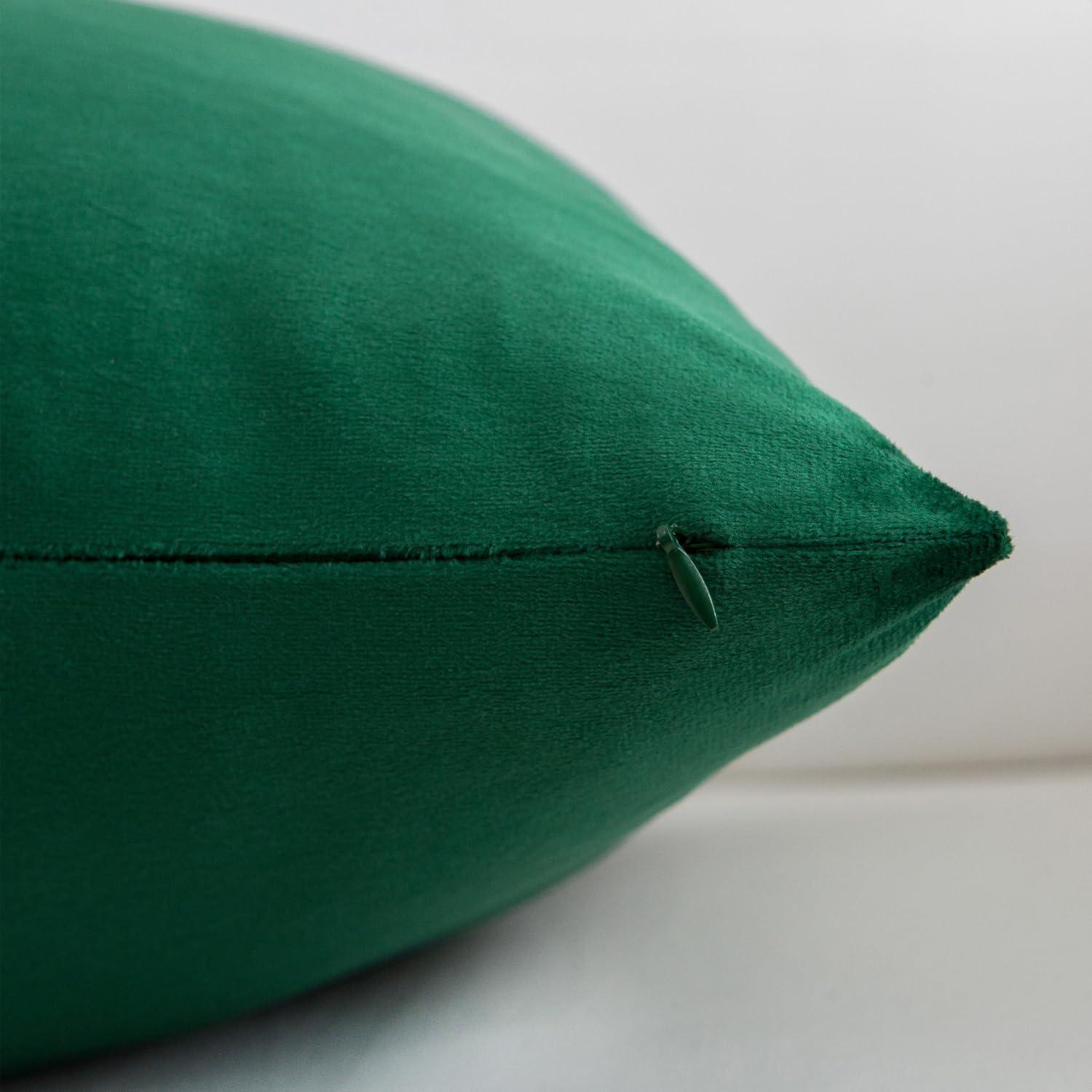 Phantoscope Soft Silky Velvet Series Square Decorative Throw Pillow Cusion for Couch, 20" x 20", Dark Green, 2 Pack