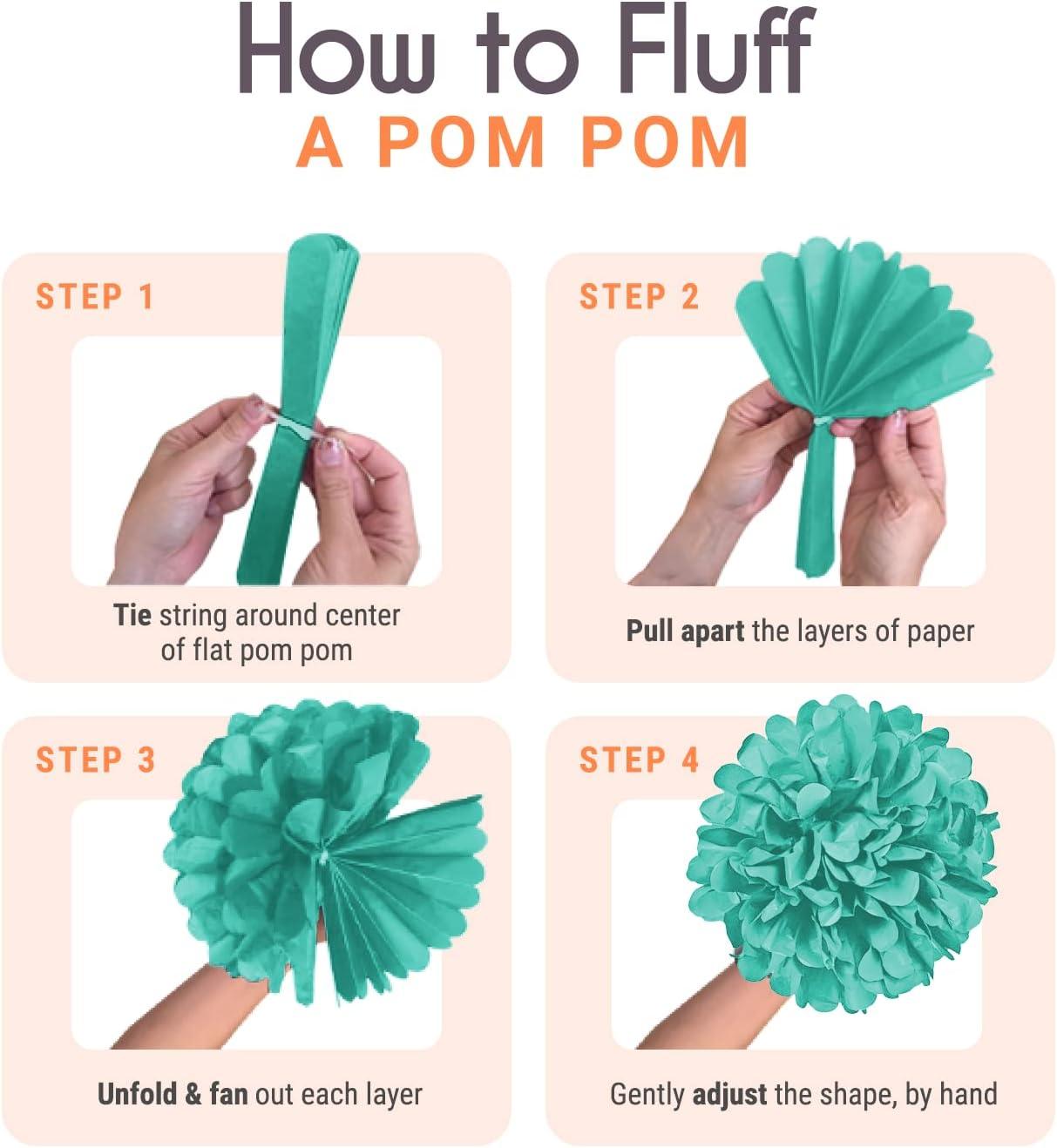 EpiqueOne 22-Piece Tissue Paper Pom Poms and Paper Lantern Party Kit - Add a Splash of Mint, Ivory & Peach to Your Celebrations!