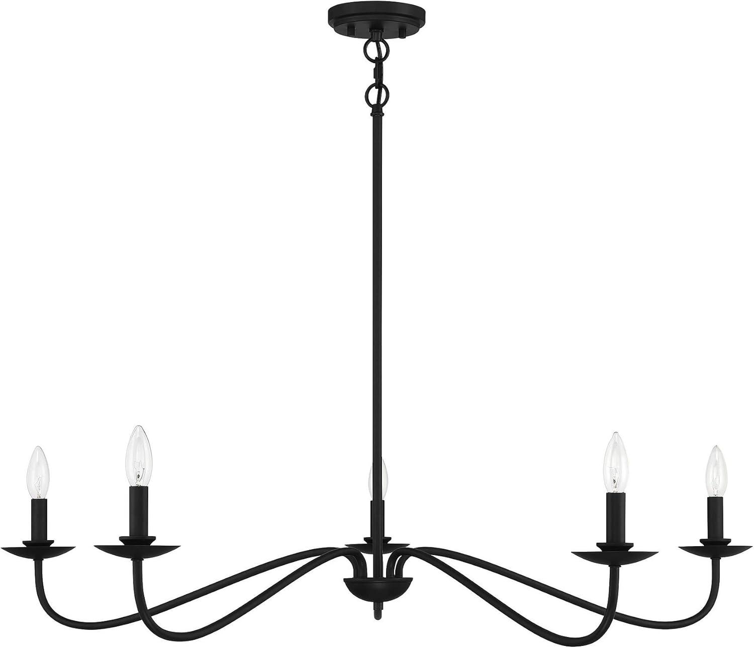 Matte Black Dramatic Curve 5-Light Chandelier