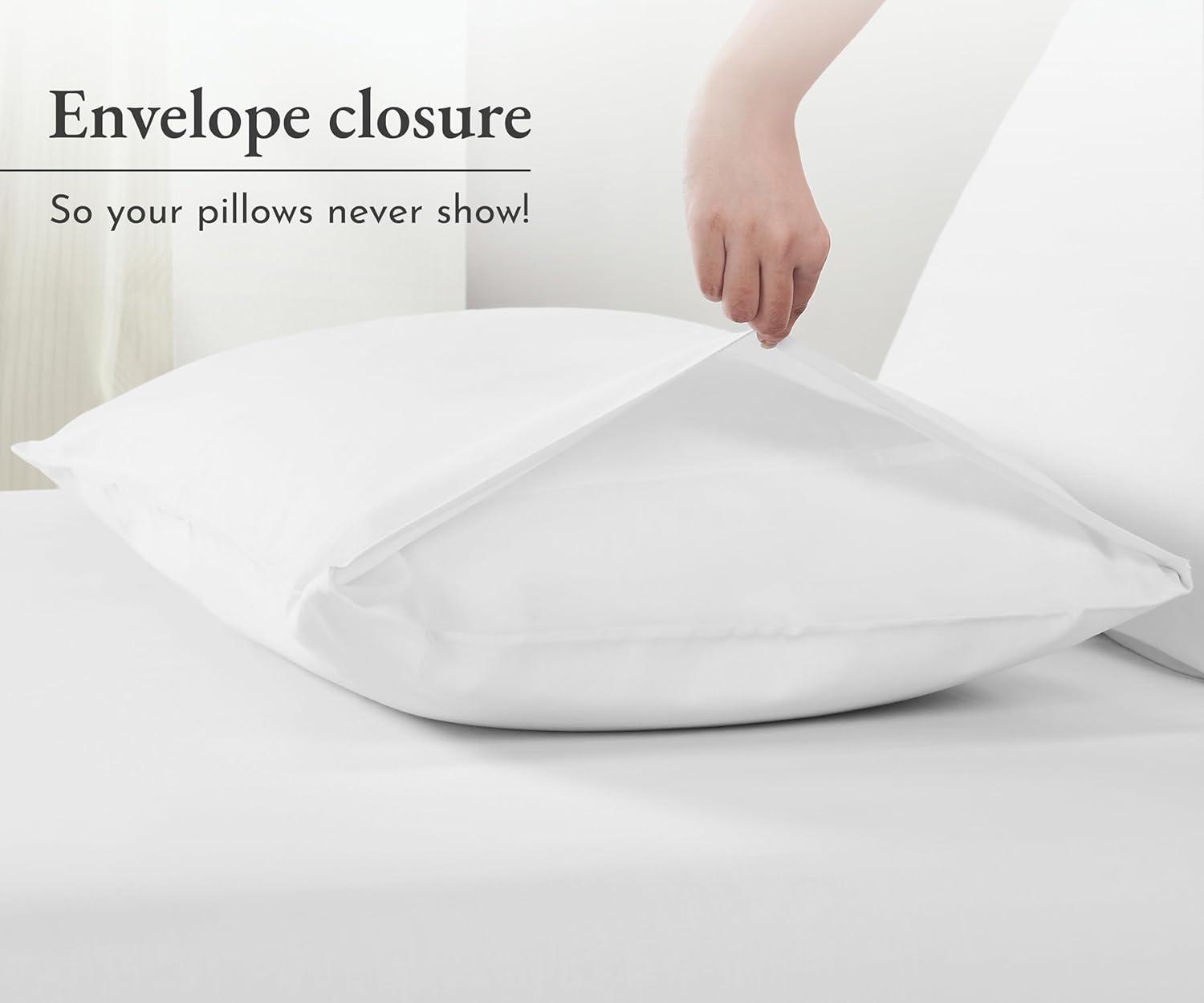 California Design Den King Size Pillow Cases, 100% Cotton Pillow Cases, Set of 2 Soft & Cooling Sateen Weave Pillowcase Set, for King Size Pillows, Bright White