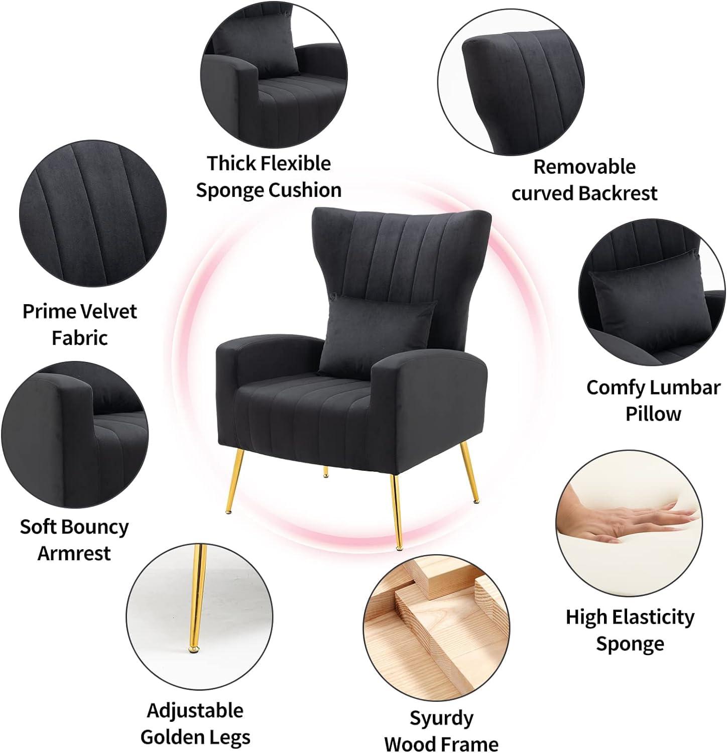 Mercer41 Upholstered Velvet Armchair (Set of 2)