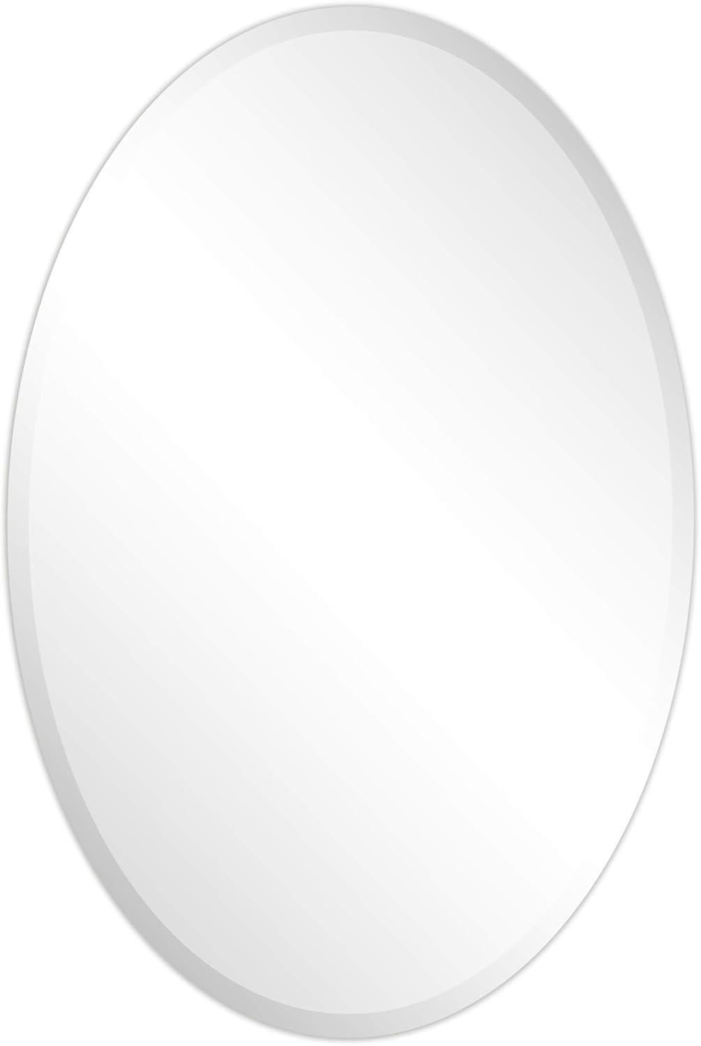 Empire Art Direct  24 x 36 in. Frameless Beveled Oval Wall Mirror - 1 in. Beveled Edge