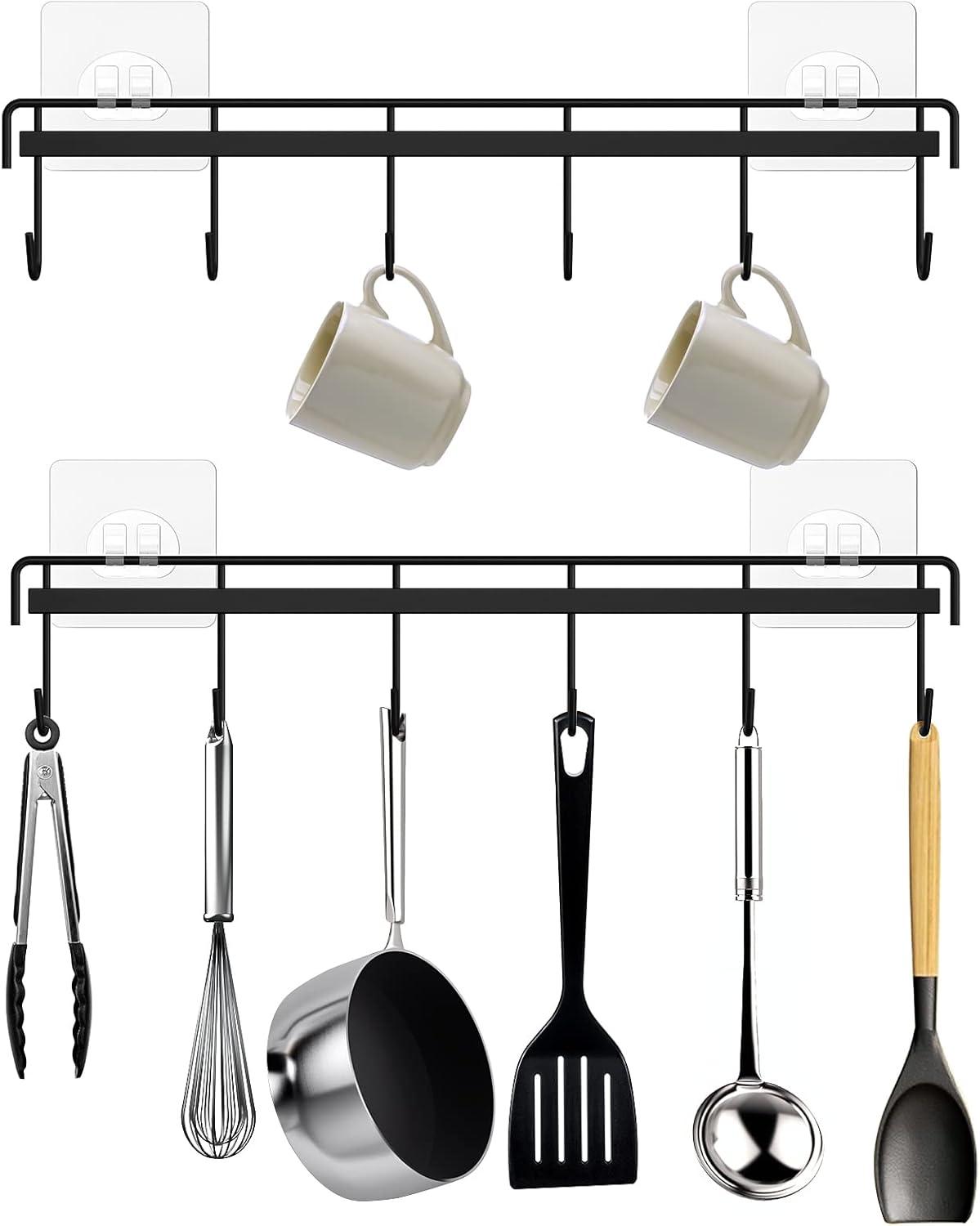 Prep & Savour Kitchen Utensil Rack Wall Mount, Adhesive Kitchen Utensil Hanger No Drilling