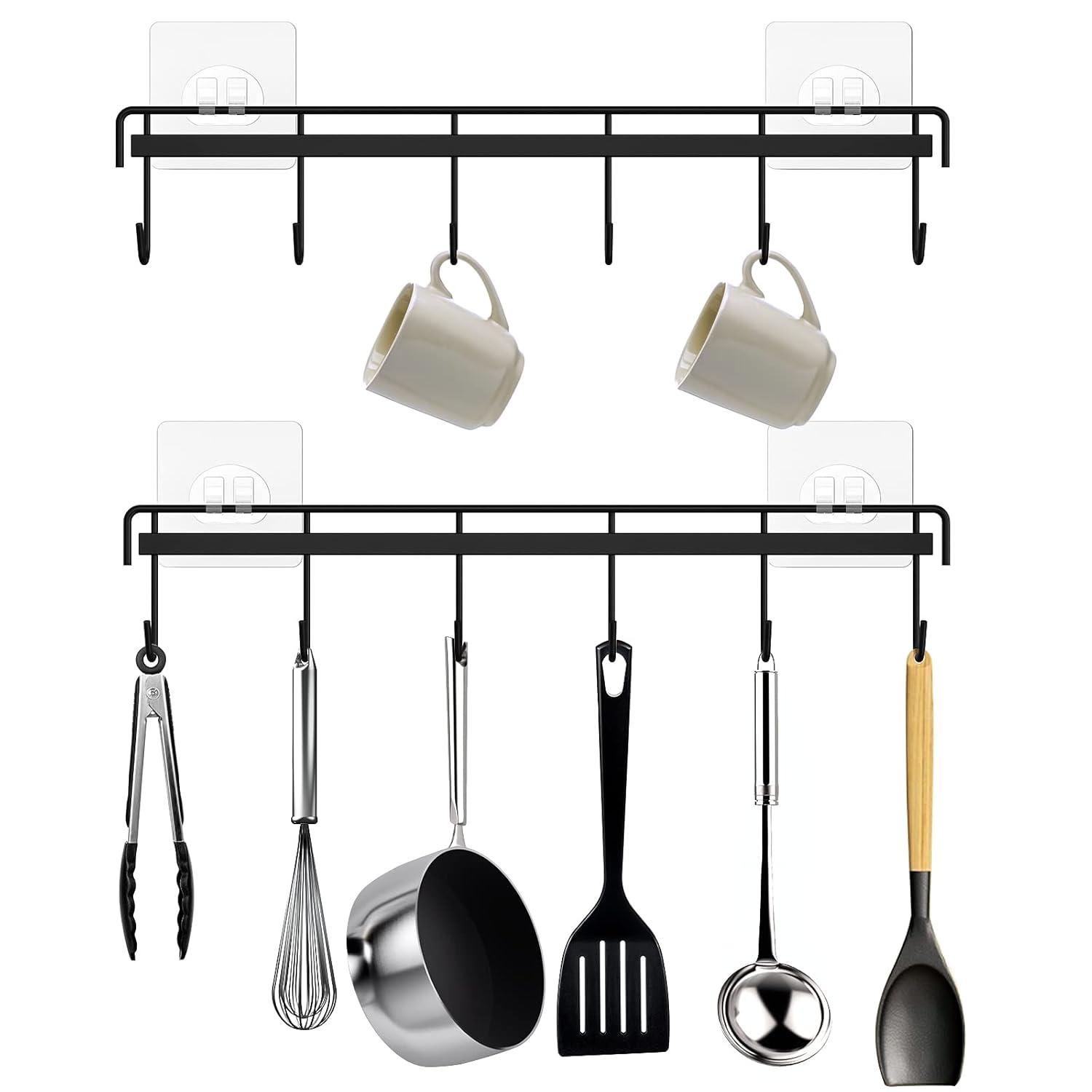 Prep & Savour Kitchen Utensil Rack Wall Mount, Adhesive Kitchen Utensil Hanger No Drilling