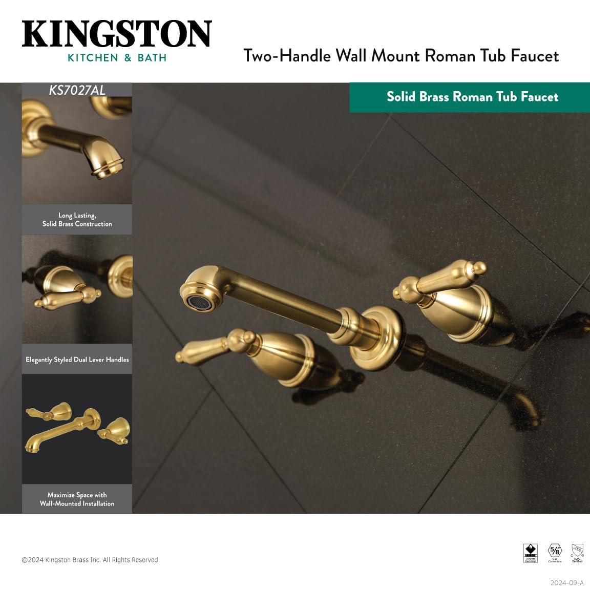 Kingston Brass English Country Two-Handle 3-Hole Wall Mount Roman Tub Faucet