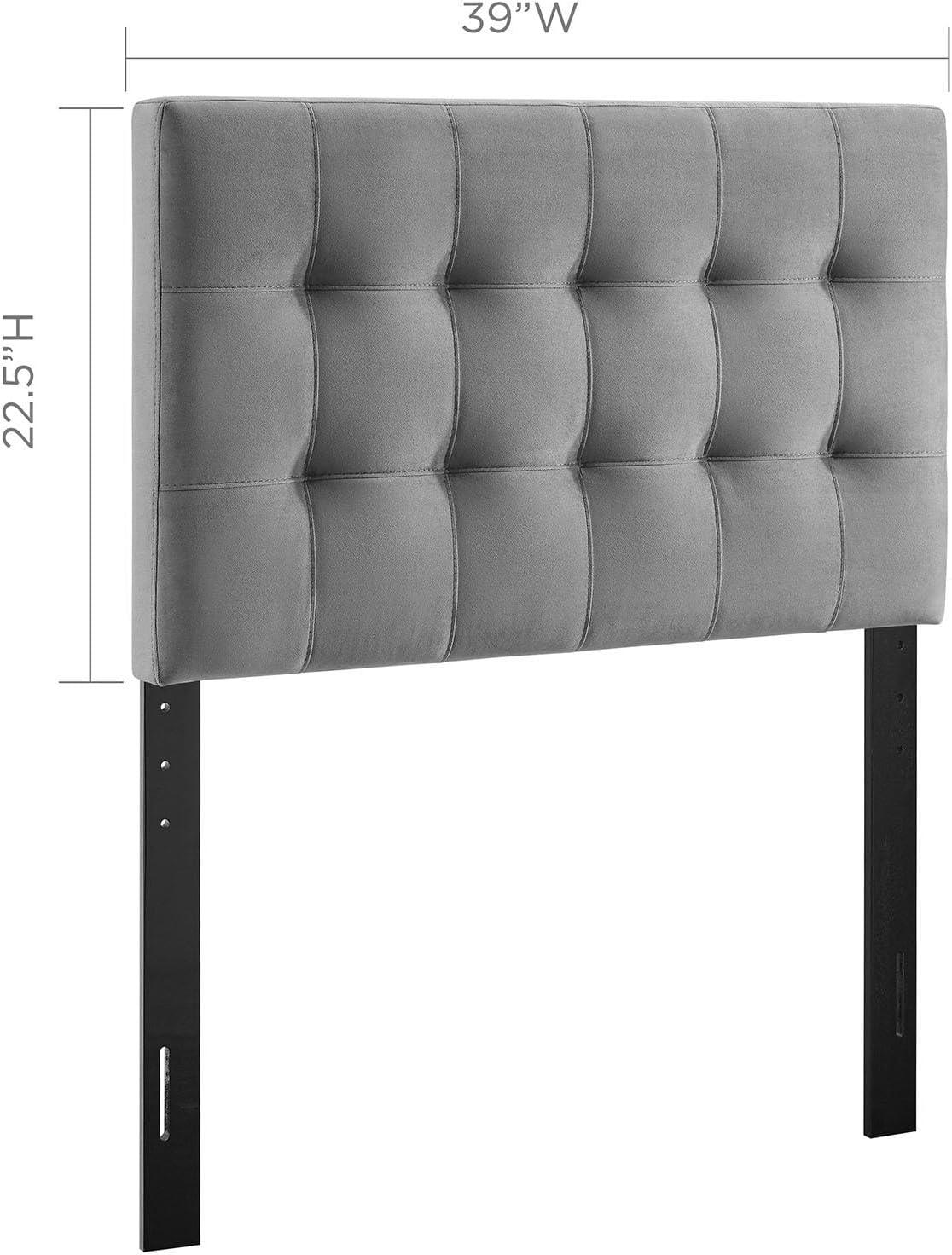 Modway Lily Biscuit Tufted Twin Performance Velvet Headboard in Gray