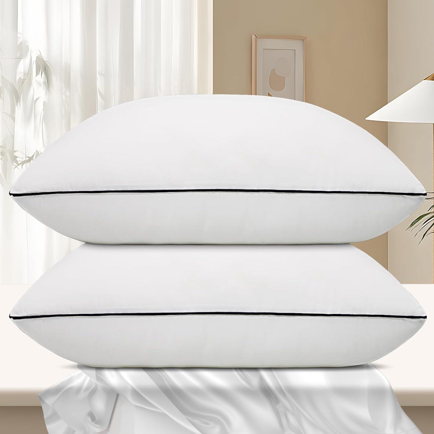 Queen Size White Microfiber Plush Bed Pillows Set