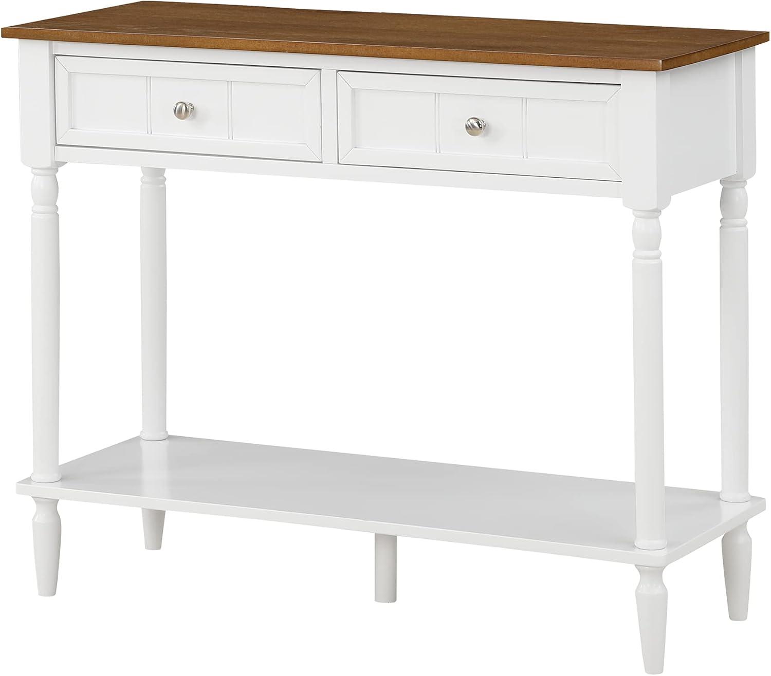 Convenience Concepts French Country Two Drawer Hall Table, Driftwood/White