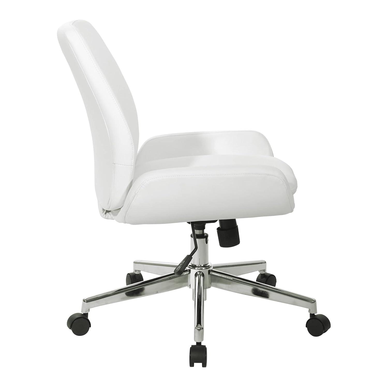 Office Star Products Black Faux Leather Chair with Chrome Finish Base