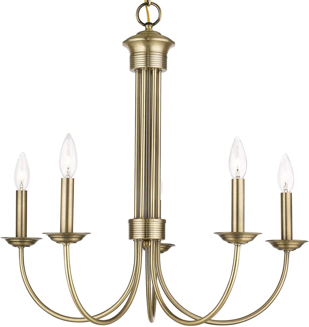 Livex Lighting 42685 Estate 5 Light 25" Wide Taper Candle Style Chandelier - Brass