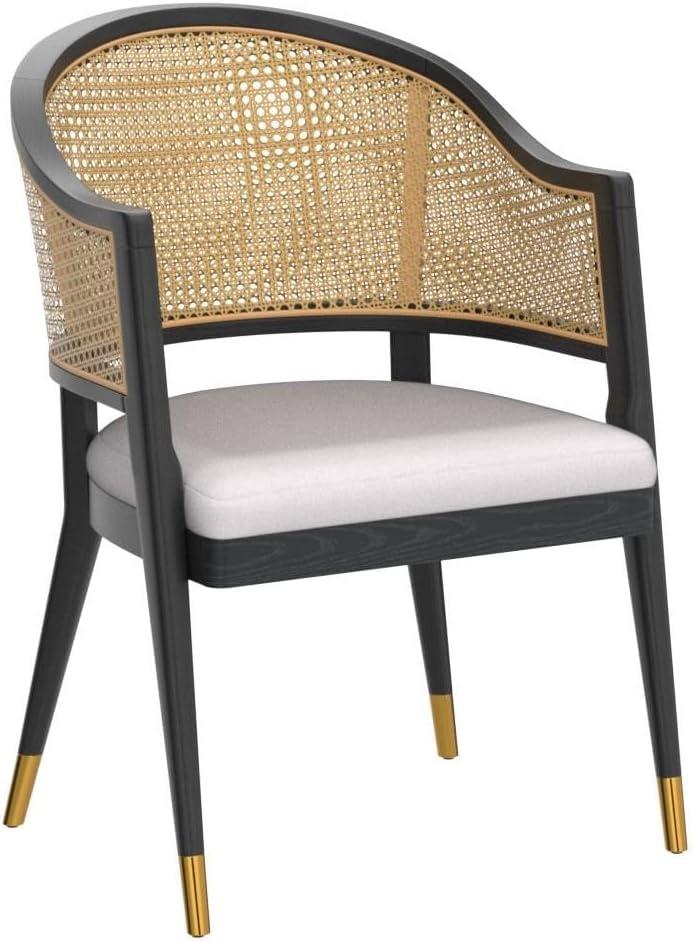 Black and Natural Rattan Cane Side Chair