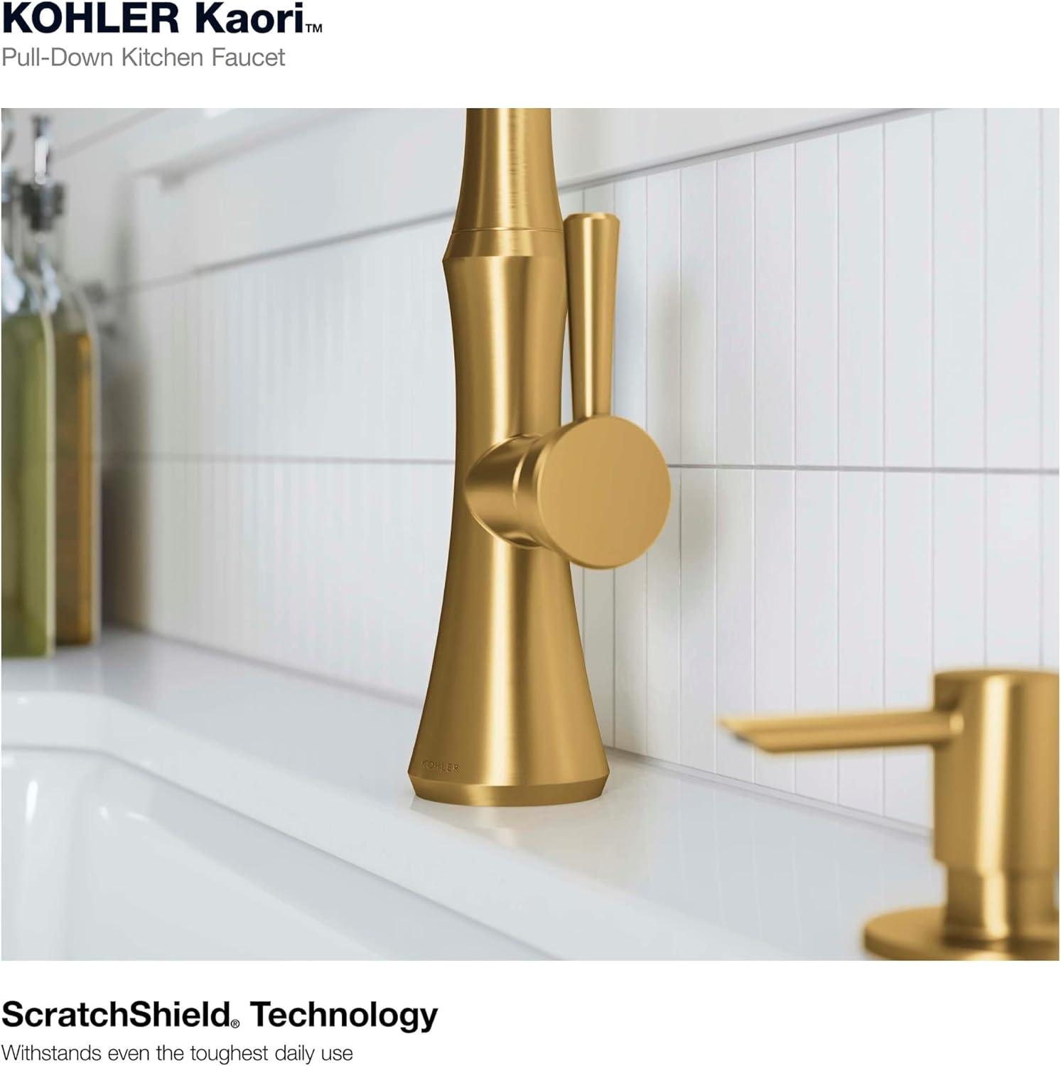 Vibrant Brushed Moderne Brass Single Handle Kitchen Faucet with Pull-Down Sprayer