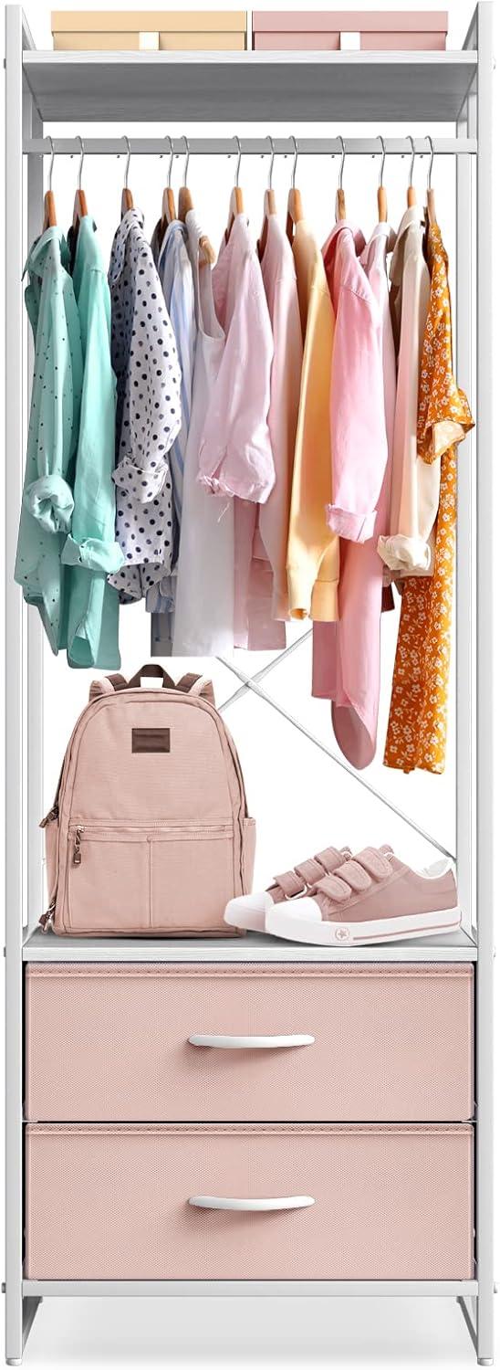 Sorbus Sorbus 2 Drawer Clothing Rack with Wood Top and Steel Frame