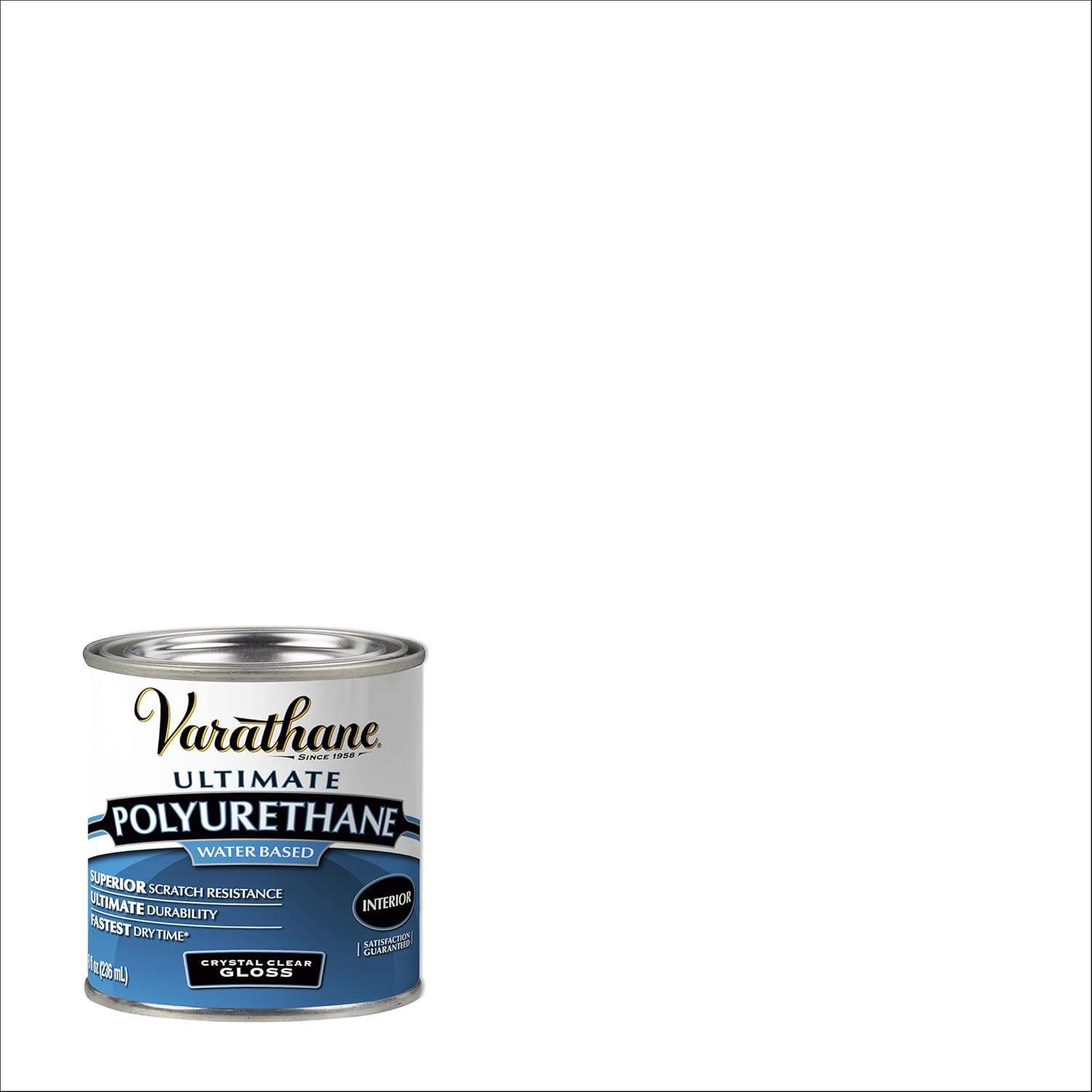 Clear, Varathane Gloss Ultimate Crystal Clear Polyurethane Water-Based-200061H, Half Pint