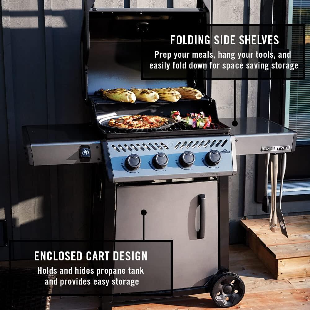 Graphite Grey Stainless Steel Propane Gas Grill with 4 Burners